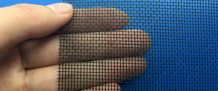 Black pet screen has small mesh size.